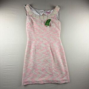 NEW Lilly Pulitzer Nina Dress Sparkle Pink Lurex Boucle Womens size 0 Pearl 0184